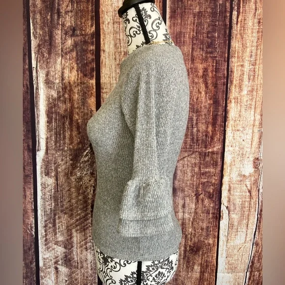 Eye Candy | Women’s Ribbed Bell Sleeve Blouse - Picture 3 of 7